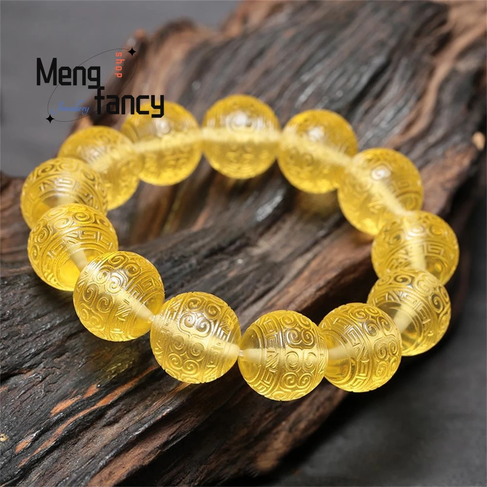 

Natural Chicken Fat Yellow Amber Beeswax Second Generation Water Purification Echo Beads Trings Bracelet Elegant Fashion Jewelry