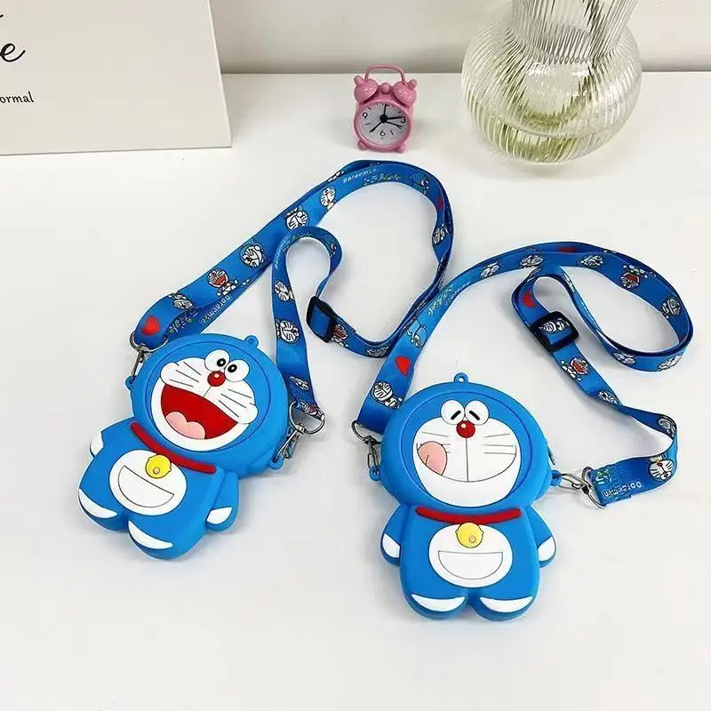 

Jingle Cat детская сумка через плечо для мальчиков и девочек Doraemon милый мультяшный модный кошелек для монет силиконовая сумка через плечо