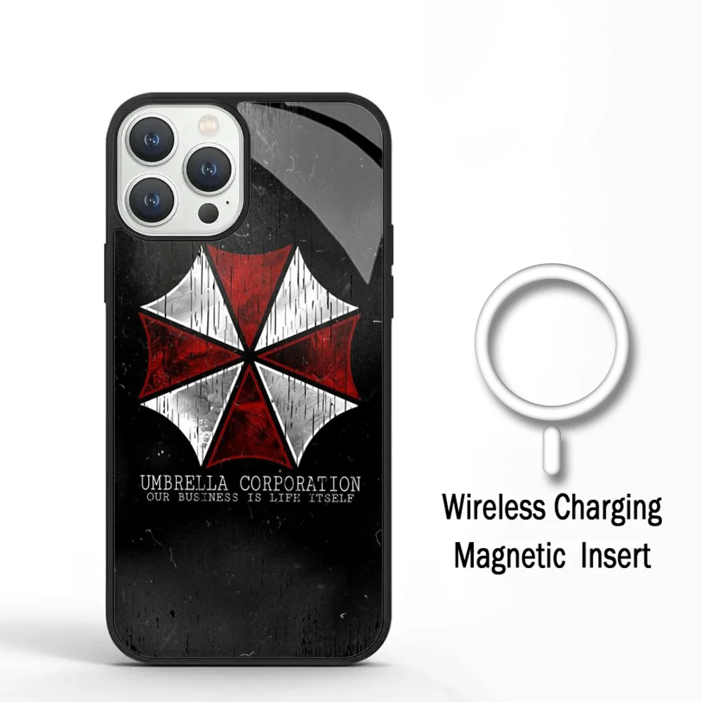 Umbrella Corporation Phone Case For IPhone 11 12 13 14 15 Plus Pro Max Mirror Acrylic Cover For Magsafe Wireless Charging