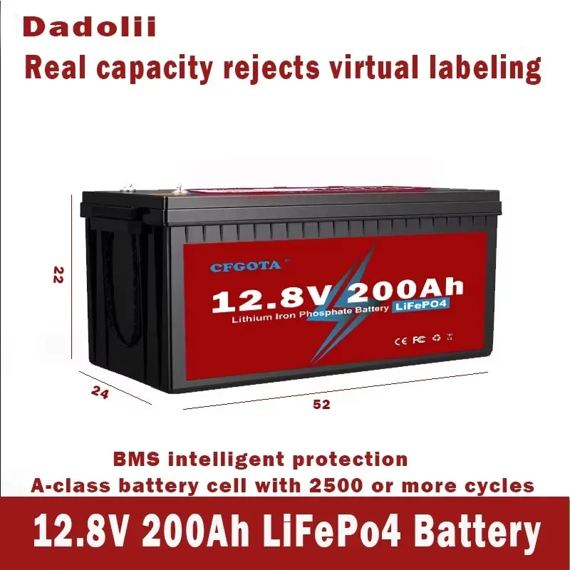 12V 200Ah  12V 120Ah  LiFePO4 Battery Lithium Iron Phosphate Battery Built-in BMS for Solar Power System RV House Trolling Motor