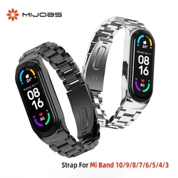 Strap for Mi Band 10 9 8 7 6 5 Wristband for Xiaomi Mi Band 9 Correa Metal Watchband For Mi Band 8 Bracelet Accessories