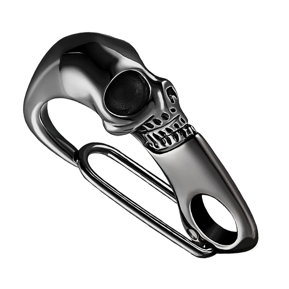 Punk Style Skull Carabiner Rings Stainless Steel Skull Chain Charm Bag Hanging Ornament DIY Jewelry Accessories