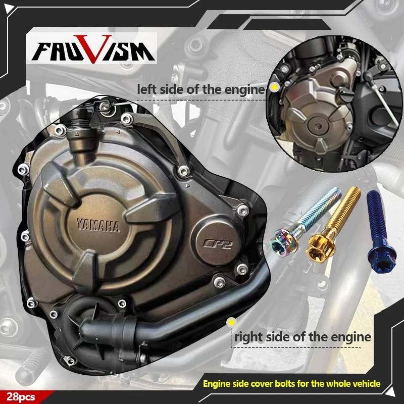 Kit de boulons pour moteur Yamaha XSR700 2016-2024 M6 en acier inoxydable, fixations haute résistance résistantes à la corrosion, boulons d'embrayage, de couvercle d'alternateur et de couvercle de chaîne.