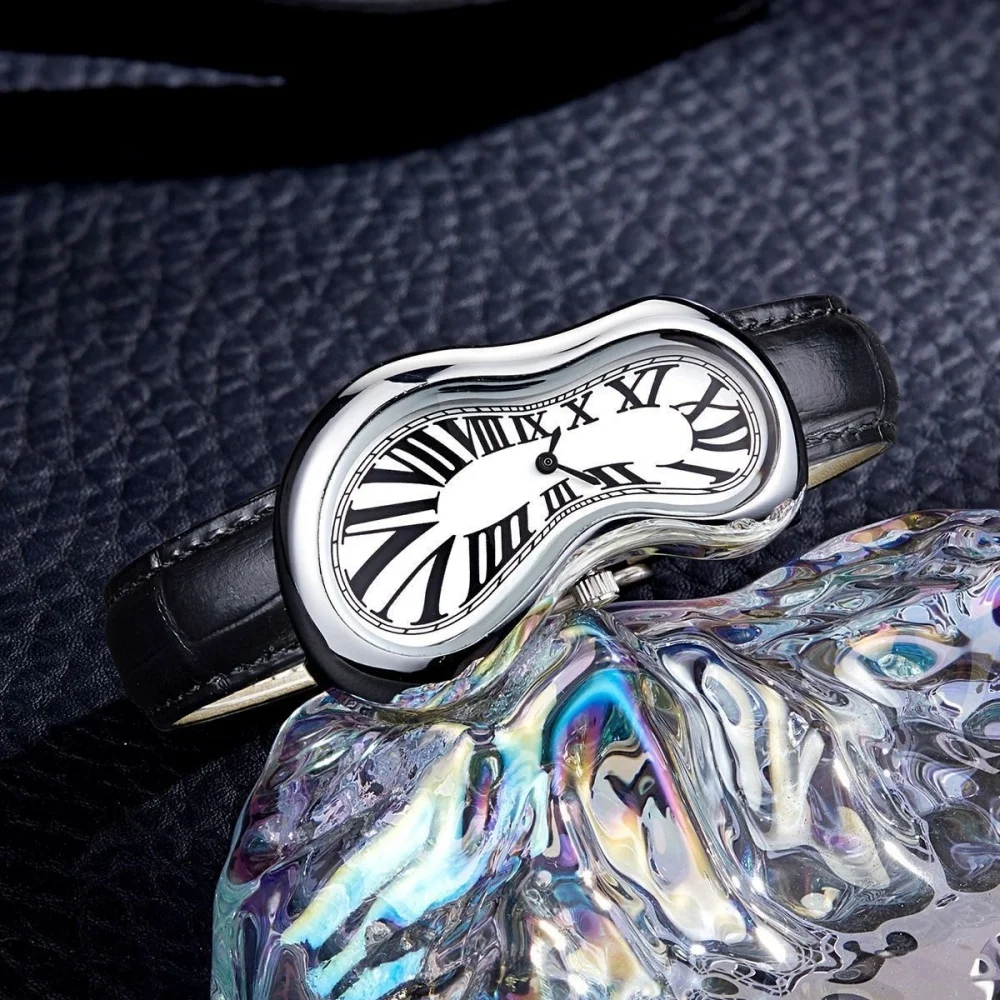 New Y2K Alien Watches for Women and Men Melt Twist Watch Roman Dial Irregular Shape Waterproof Quartz Wristwatches with Box Gift