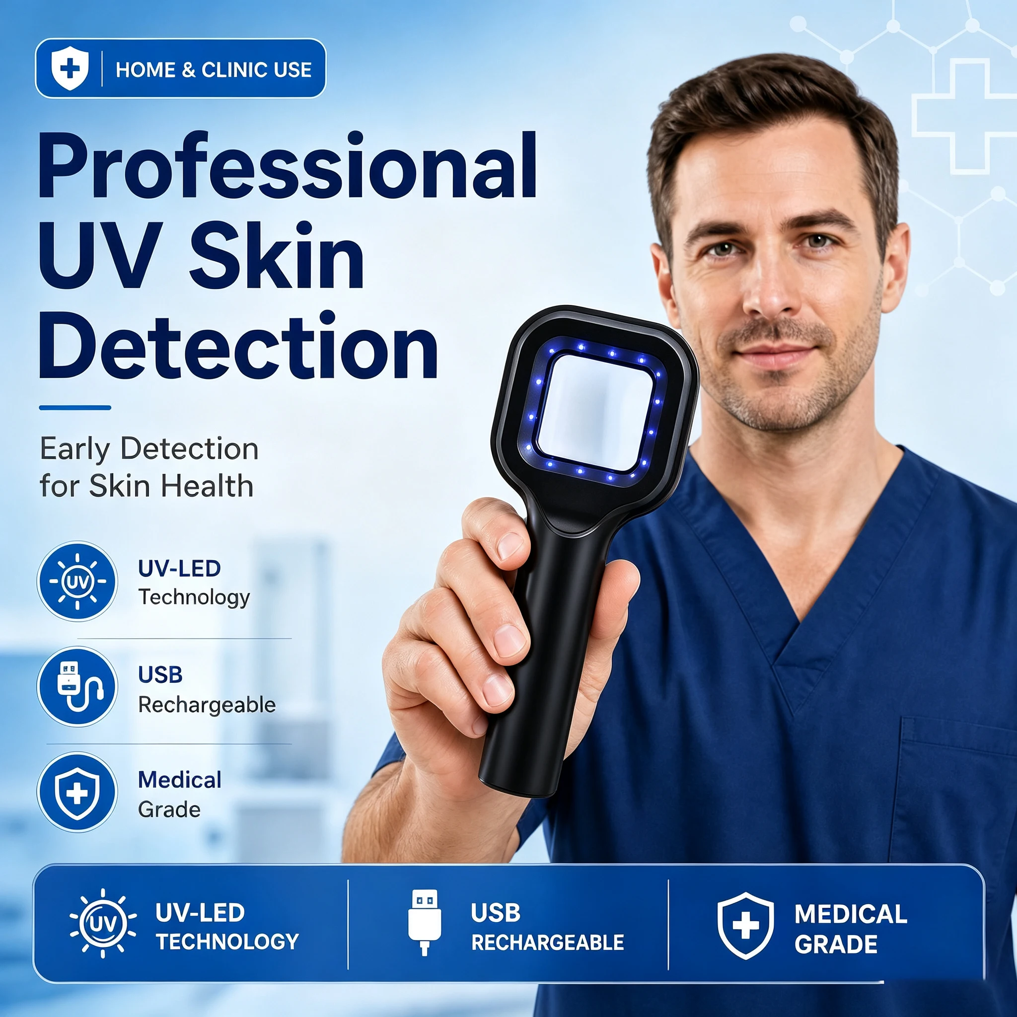 Woods Lamp Skin Analyzer Vitiligo Testing Examination Magnifying Analyze Machine Skin Detection Ultraviolet Cat Moss Light