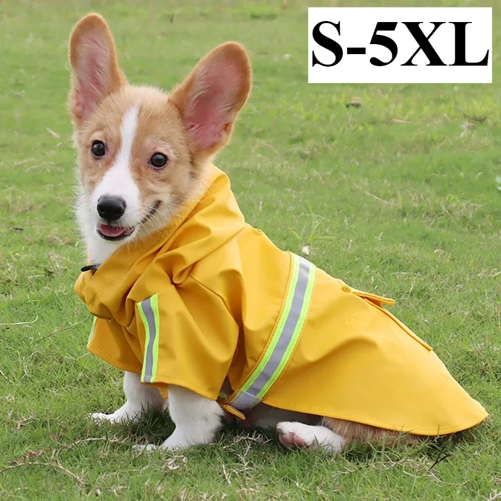 

Pet Dog Raincoat Cloak Style Puppy Waterproof Clothes Reflective Pet Windproof Rainproof Hooded Raincoat For Dog Accessories