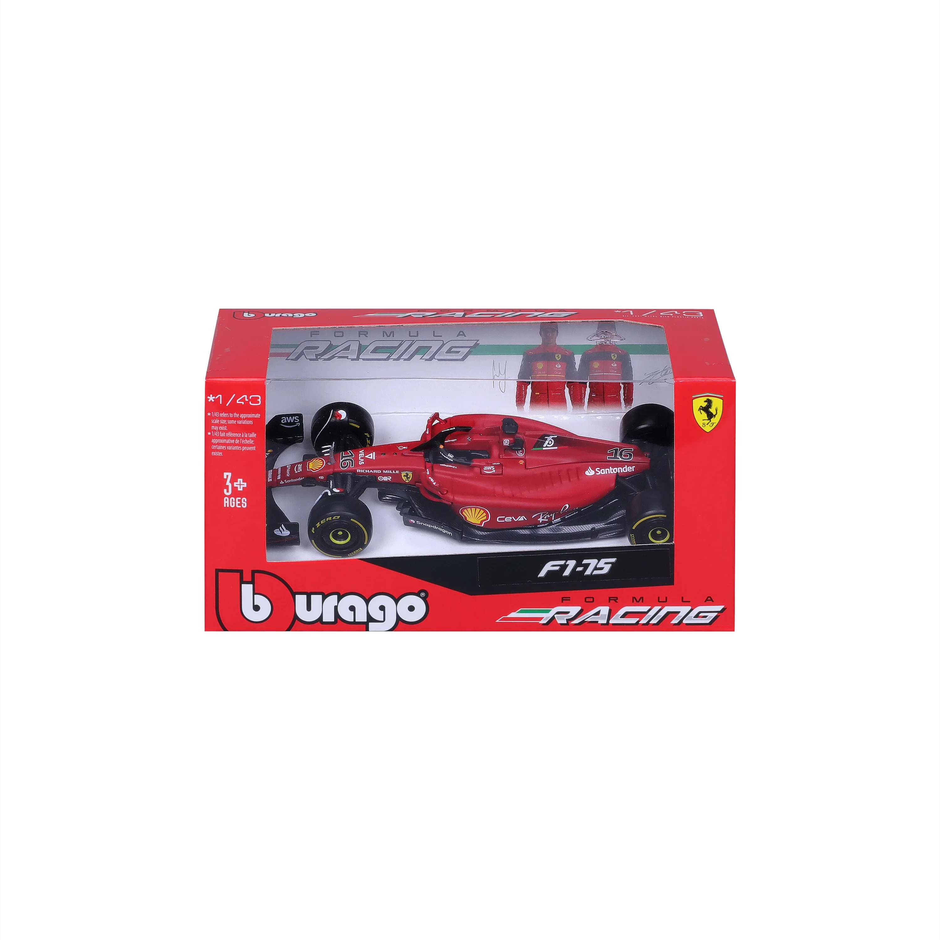 Bburago 1:43 2022 F1 Scuderia Ferrari F1-75 #16 Leclerc #55 Sainz Alloy kendaraan mewah Diecast mobil Model koleksi hadiah mainan