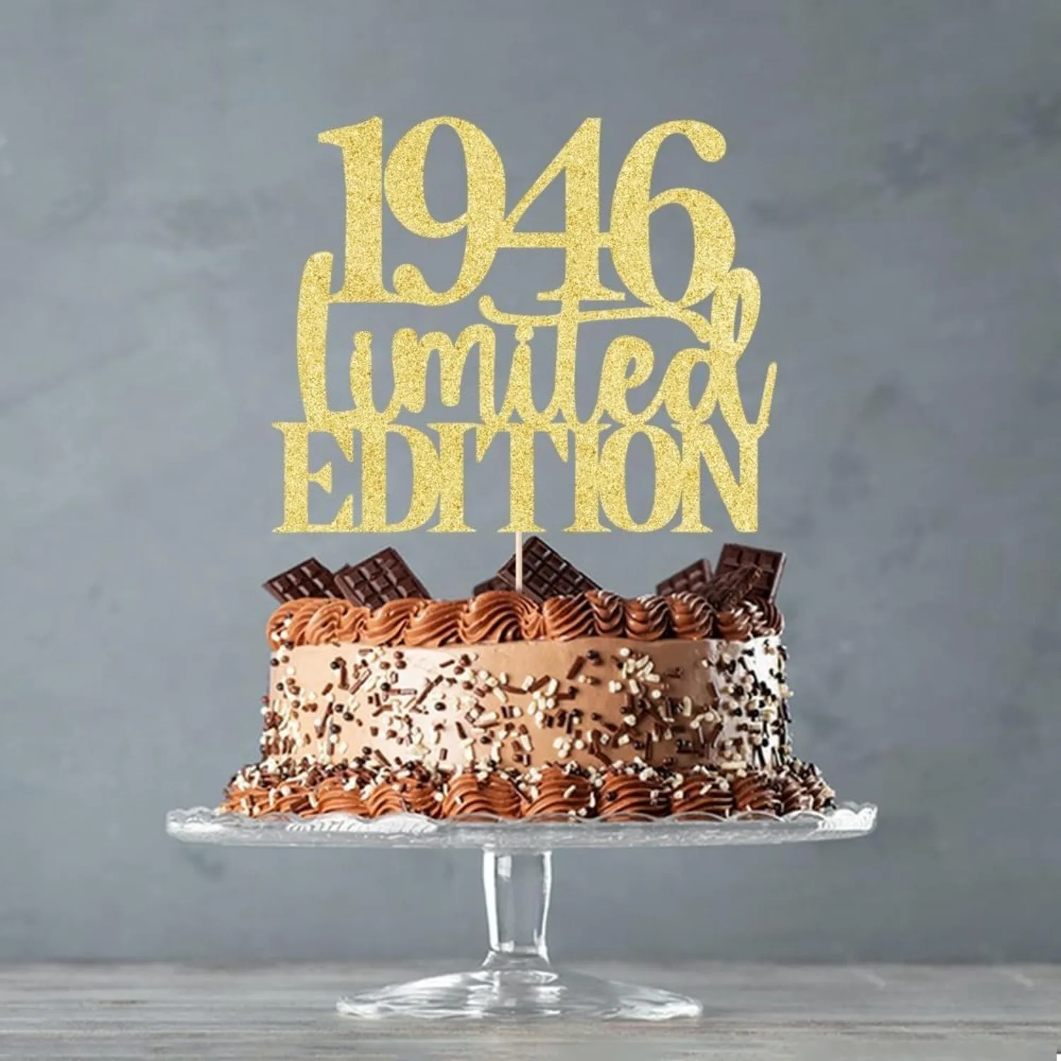 1 STÜCK 1946 80. Geburtstagstorte Topper, Prost auf 80 Jahre Gold Glitzer Kuchen Dekor, handgemachtes Geburtstagsgeschenk für Männer und Frauen – Detail 3