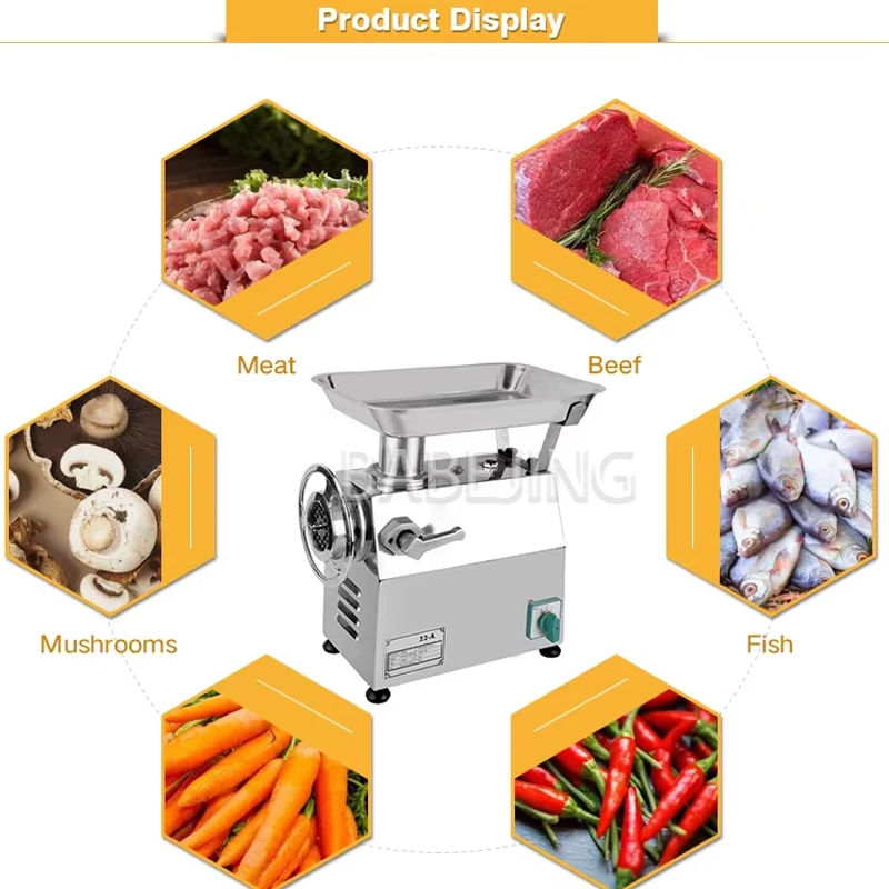 BABEJING New Electric Meat Grinder Stainless Steel Automatic Household Vegetable Chopper Kitchen Appliance