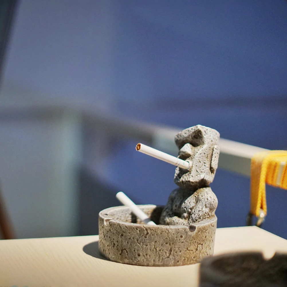 Moai Stone Ashtray Resin Cigarette Smoking Home Decorative Creative Ornament Desktop Gift For Men Father Husband - Image 4