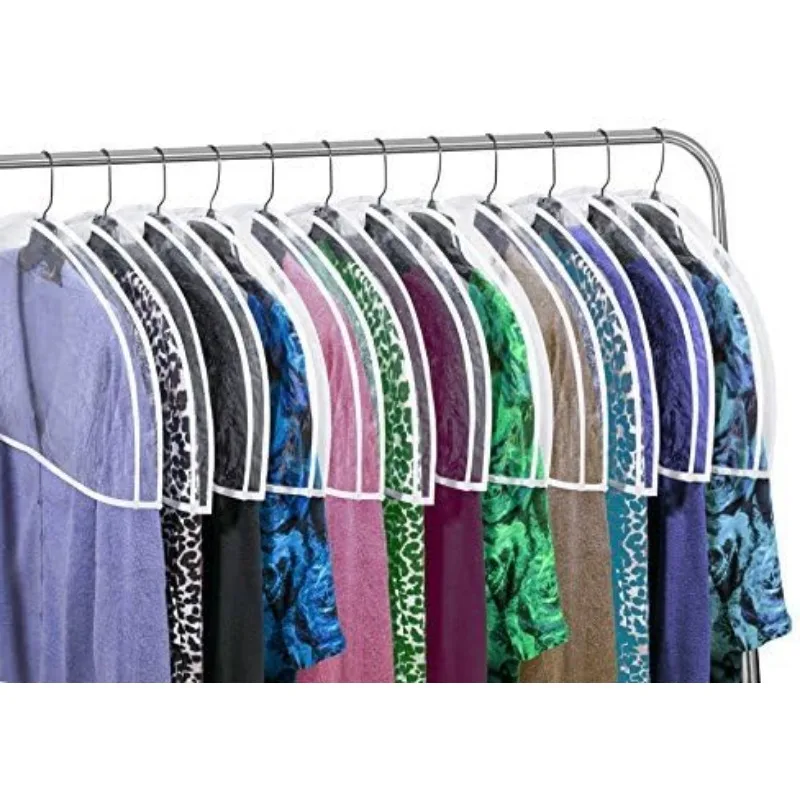 Clear Vinyl Shoulder Covers Closet Suit Protects Storage Home Decor Set of 12, 12