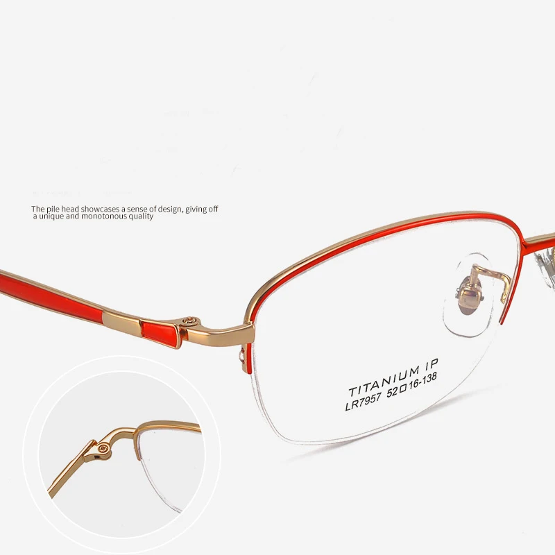 BCLEAR Pure Titanium Ultra-light Vintage Women Eyeglasses Retro Luxury Eyewear Optical Frame Fashion Spectacle Frames Half Rim