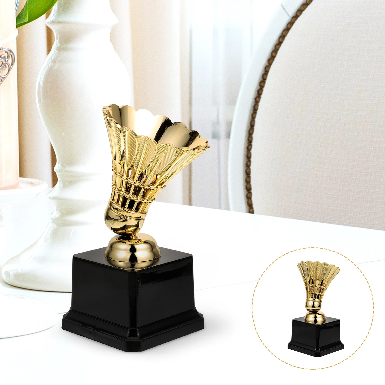 

Badminton Trophy Plastic Prize Kids Competition Award Medal Exquisite Decor Creative Model Kindergarten