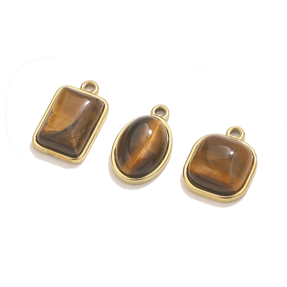 3 قطع الفولاذ المقاوم للصدأ عين النمر سحر المعلقات الذهبية لوازم المجوهرات عقد دي اي واي أقراط موصلات للمجوهرات سحر النتائج #4