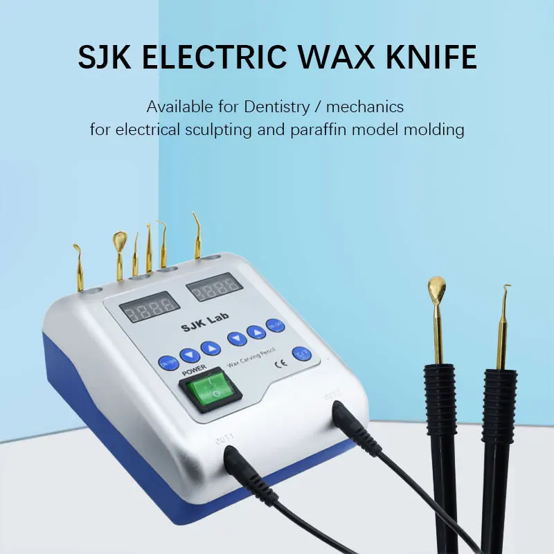 SJK Lab Elektryczny nóż woskowy do rzeźbienia z 6 końcówkami wosku + 2 długopisy Narzędzia stomatologiczne Sprzęt dentystyczny