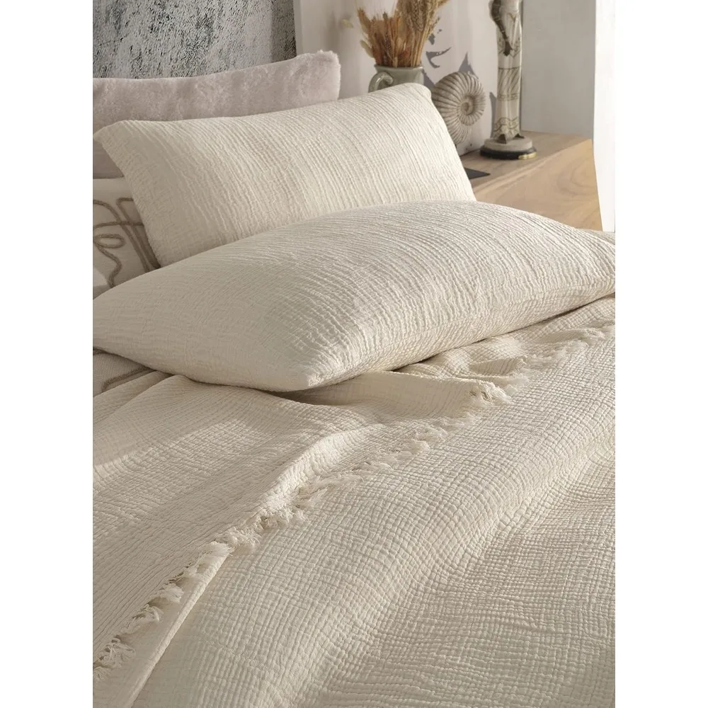 أغطية وسائد من الموسلين ثنائي اللون مصنوعة من القطن العضوي بنسبة 100% - قابلة للتنفس، فائقة النعومة، خفيفة الوزن، مغسولة مسبقًا لراحة و #5