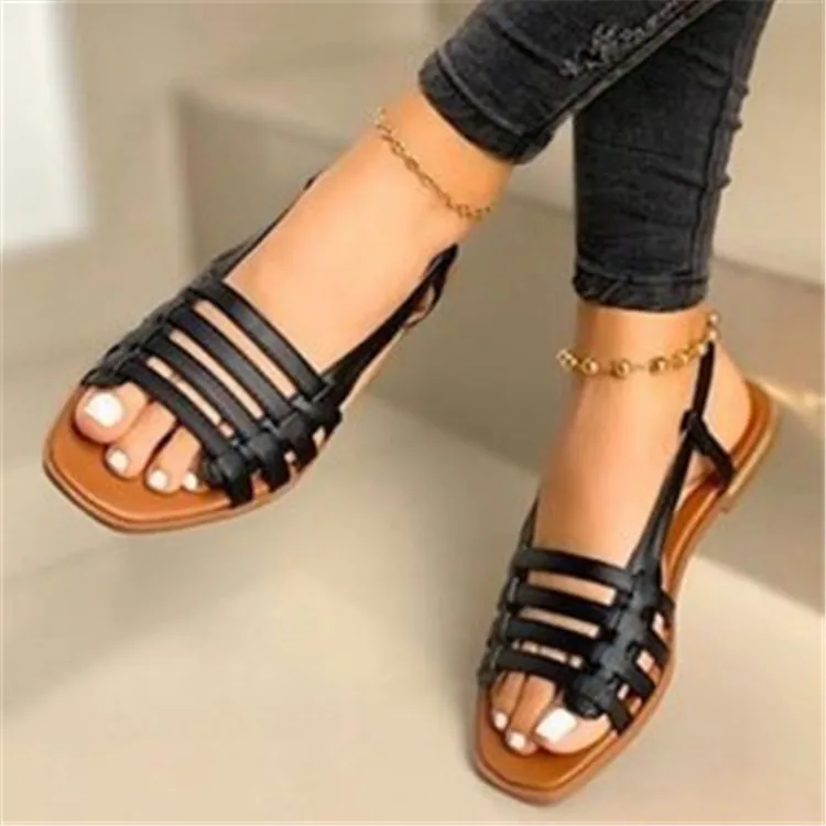 Women Casual Woven Sandals 2024 Summer New Rome Flats Fashion Gladiator Sandals Women Casual Beach Sandals Sapatos De Mujer