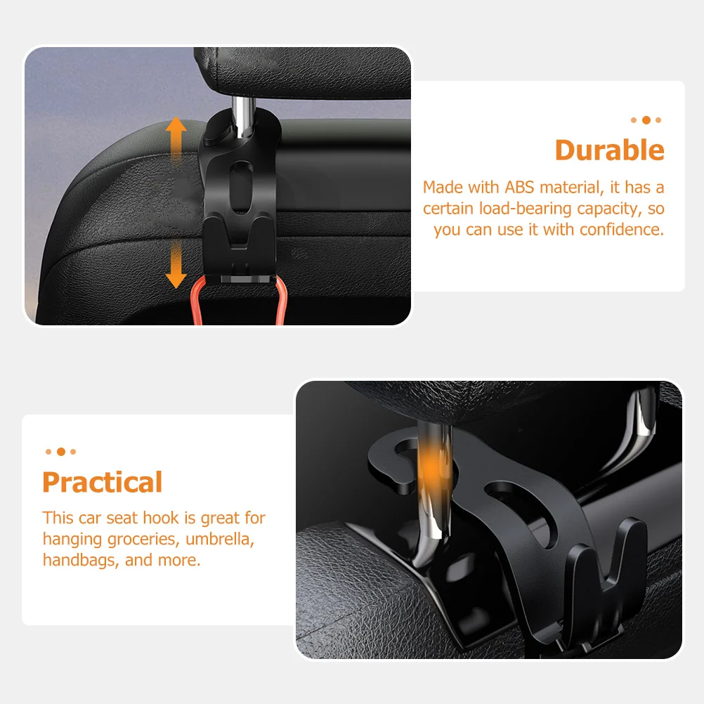 

4Pcs Car Headrest Hooks ABS Plastic Car Seat Hangers Backseat Storage Organizer Purse Handbag Holder Seat Headrest Hooks