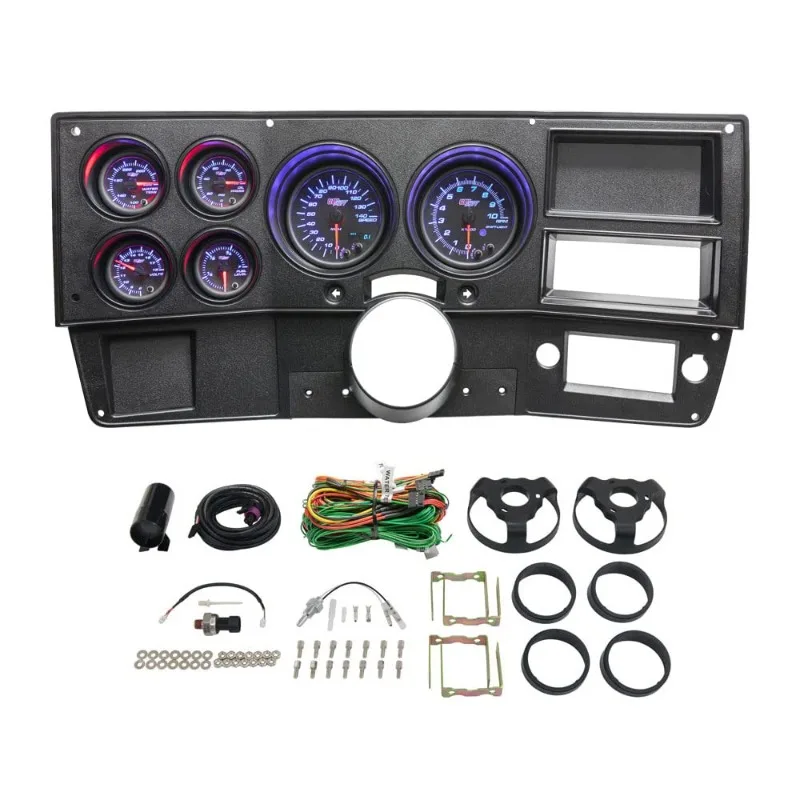 

GlowShift 6-Gauge Cluster Package Compatible with GMC C30 K30 C35 K35 1973-1991 - Black 7 Color Speedo, Tach, Oil Pressure