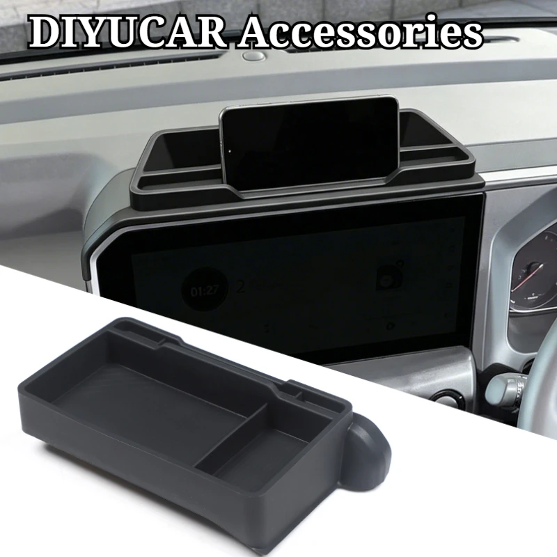 Para Toyota FJ Cruiser 2026, Caixa de Armazenamento de Silicone Preta para Tela de Navegação da Consola Central do Carro, Bandeja de Armazenamento, Ac