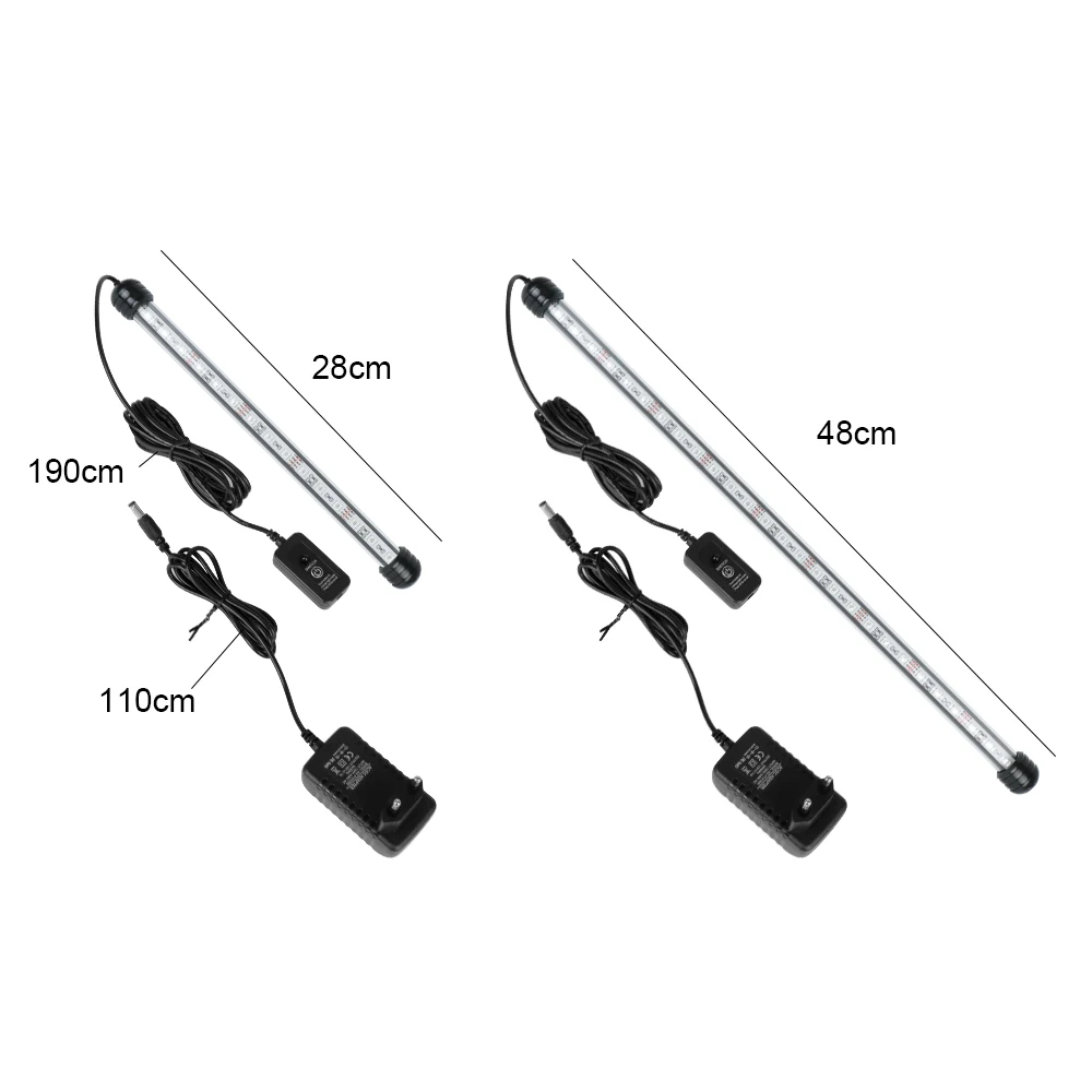 5050 RGB LED Waterproof 28cm 48cm Aquarium Submersible Lamp EU Plug Decorative Lighting Remote Control Fish Tank Light Bar