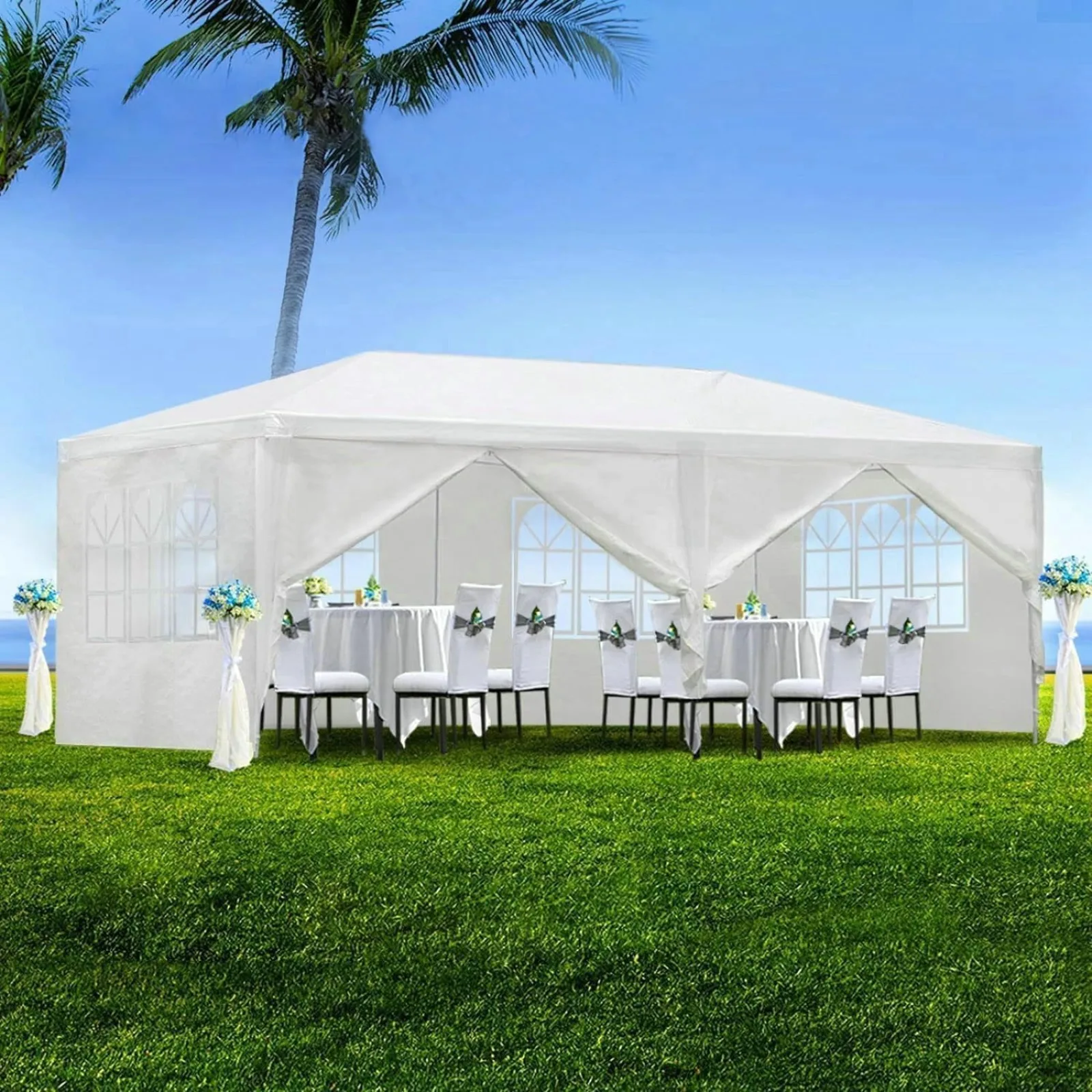 US 10x20' Wedding Party Canopy Tent Outdoor Heavy Duty Gazebo with 6 Removable Sidewalls,Waterproof Shelter