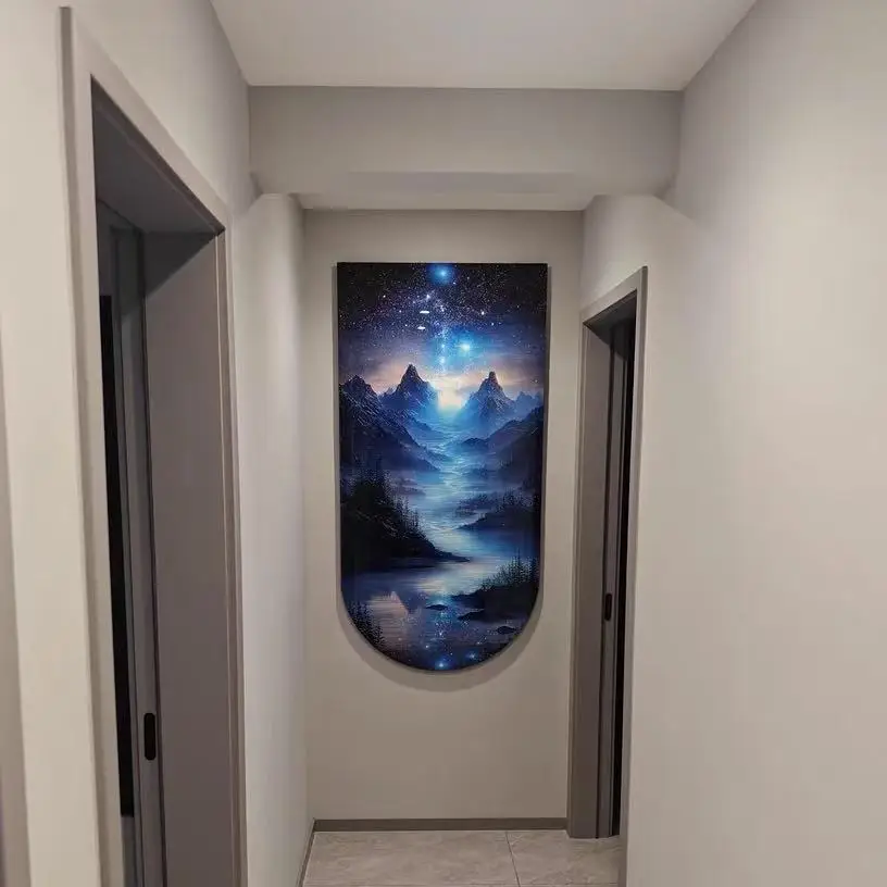 #Starry Sky Galaxy Landscape Mural Light Entrance Foyer Decoration Painting Corridor Hanging Entrance Light Landscape Mural Ligh