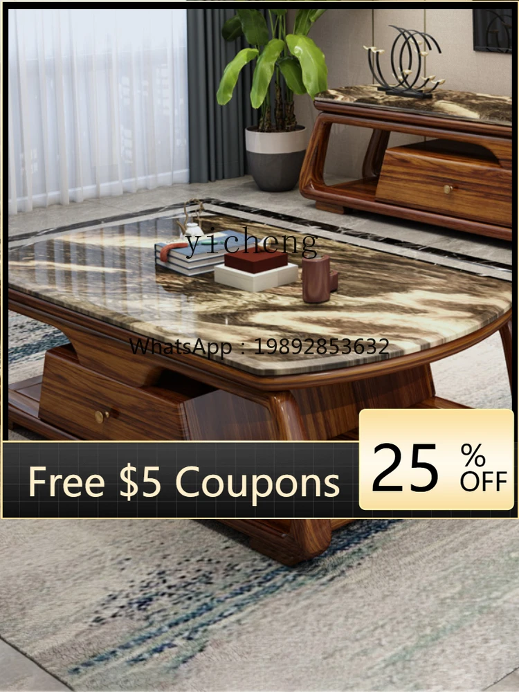 

ZZ TV Cabinet Unit Light Luxury Living Room Furniture Small Apartment Storage Drawer Tea Table