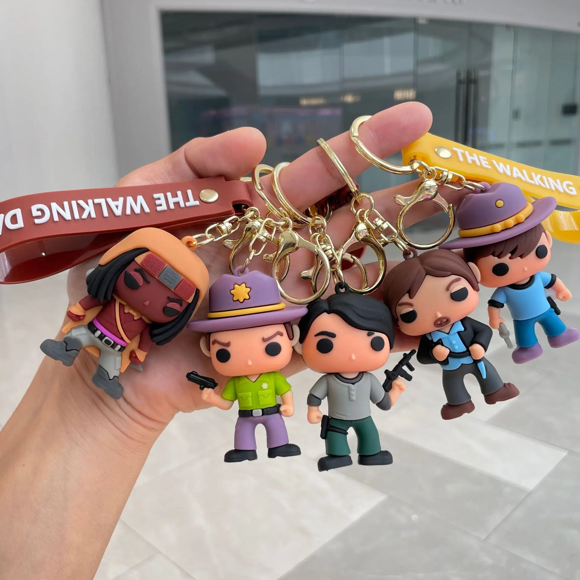 Horror Movie The Walking Dead Silicone Keychain Lanyard Cartoon Figure Pendant Key Rings Clasp Toys Car Purse Key Accessories Ha