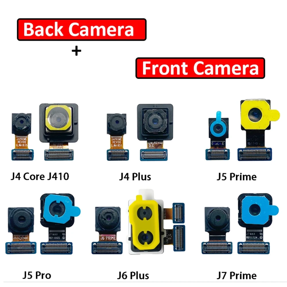 5Pcs，Front Rear Back Camera For Samsung J4 Core J5 J7 Prime Pro J6 Main Facing Frontal Camera Module Flex Cable