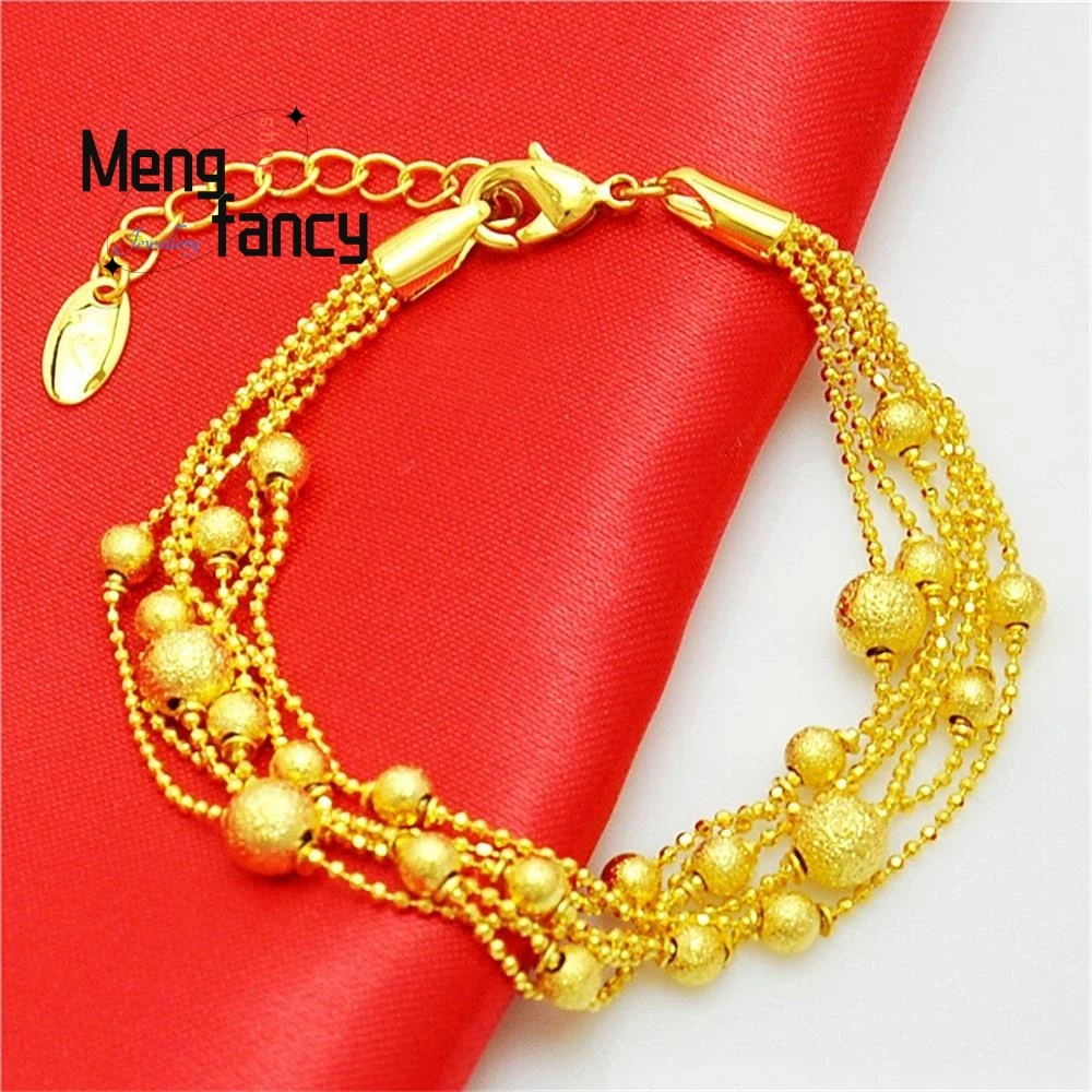 

Vietnam Sand Gold 24K Lucky Beads Bracelet Fashion Luxury Charms Fine Jewelry Sets Women Designer Bangle Customized Holiday Gift