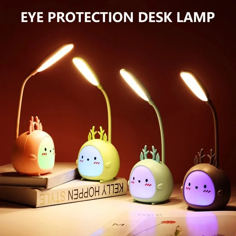 Cartoon Cute Pet Charging LED Small Table Lamp Children's Night Lamp Student Dormitory Portable Reading