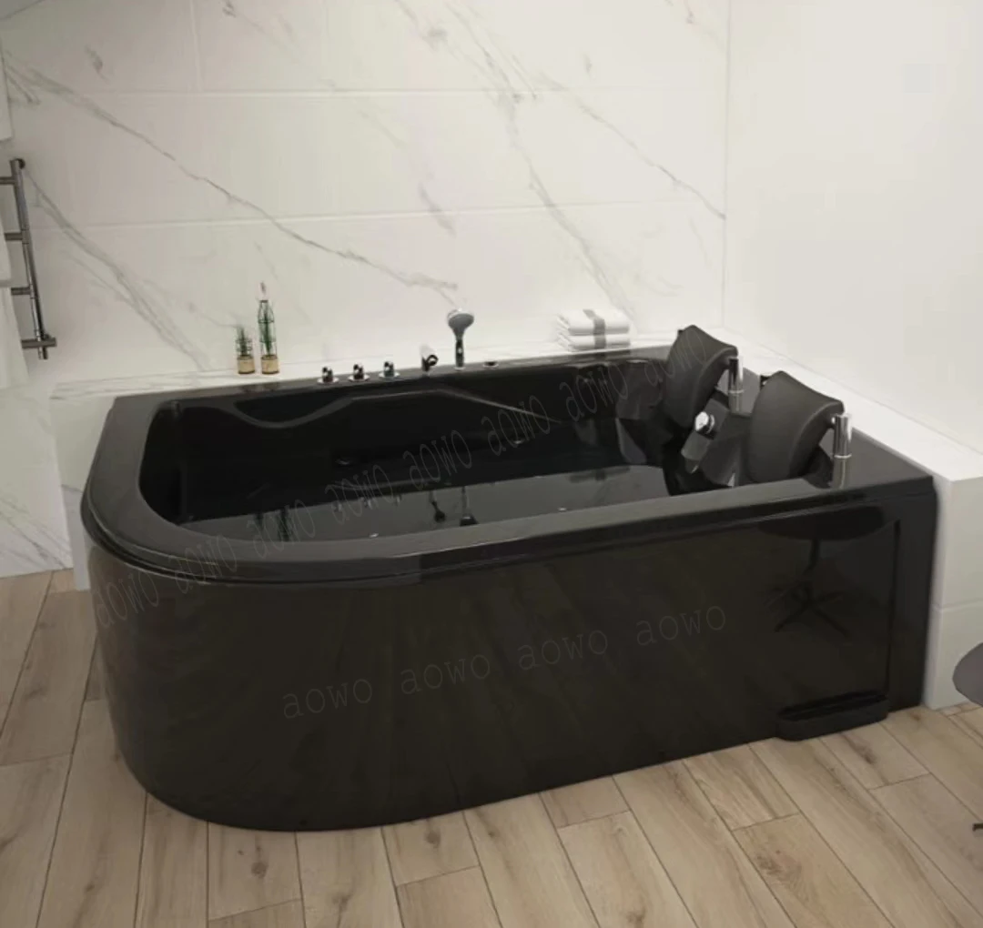 

1.6*1.2m Black 2 Double Person Curved Spa Bathtubs Yacuzzi Inflable Air Jets Japanese Unit Bath Fiberglass Spray Above Tiles