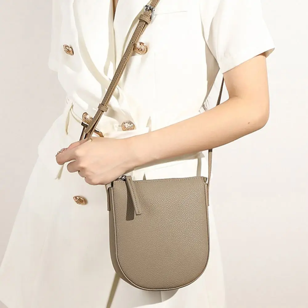 Torba na ramię z wzorem liczi nowy zamek jednokolorowa torba Crossbody etui z prawdziwej skóry damska — zdjęcie 5