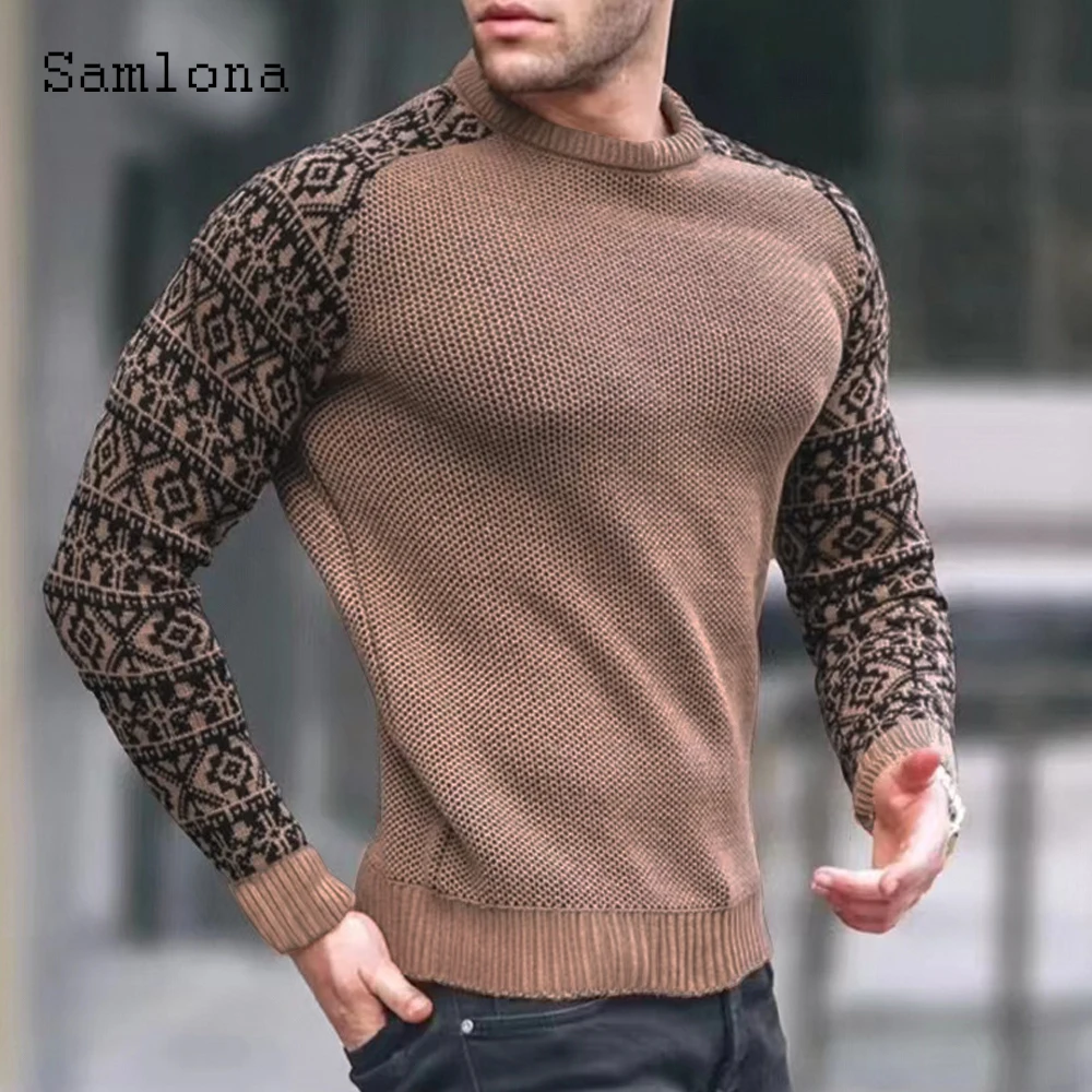 2022 New Knitting Top Knitwear Mens Fashion 3D Print T Shirt Masculinas Round Neck Casual Pullovers Men Patchwork Tees Clothing