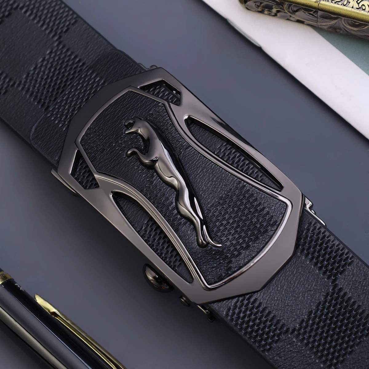 حزام جلدي للرجال بإبزيم معدني أوتوماتيكي متين للاستخدام اليومي، حزام عمل عصري، خيار هدية مثالي