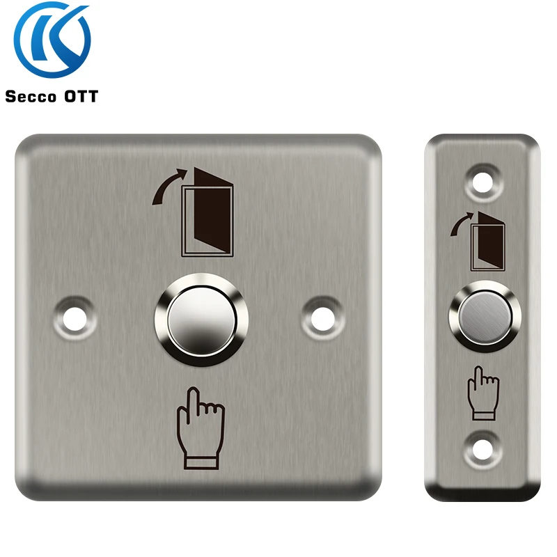 Stainless Steel Waterproof Metal Exit Push Button Switch, Auto Reset Exposed and Concealed Suitable for Access Control System