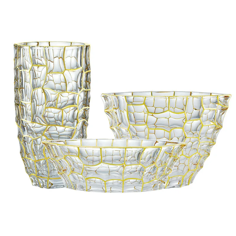 

Light luxury crystal glass vase European home bright crystal diamond vase fruit plate fruit bucket high-end ornament