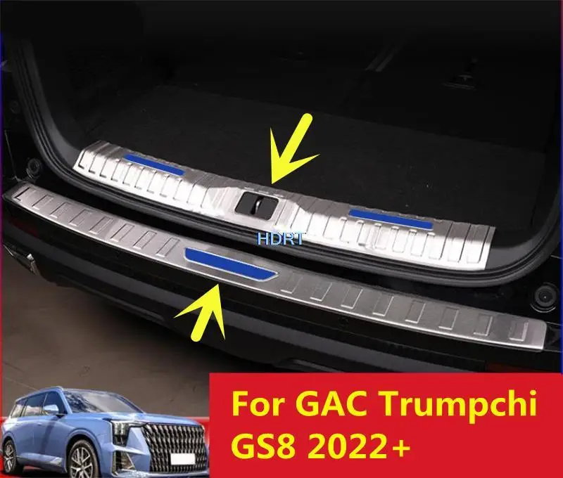 

Car-styling Stainless Steel Inner Outer Rear Bumper Foot Plate Protector Decoration Accessories For GAC Trumpchi GS8 (A90) 2022+