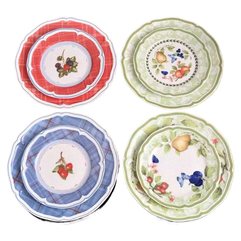 

French Garden Fruit Series Single Cup Size Plate Cute Tableware Set Household Coffee Cup Plate Dim Sum Plate Gift