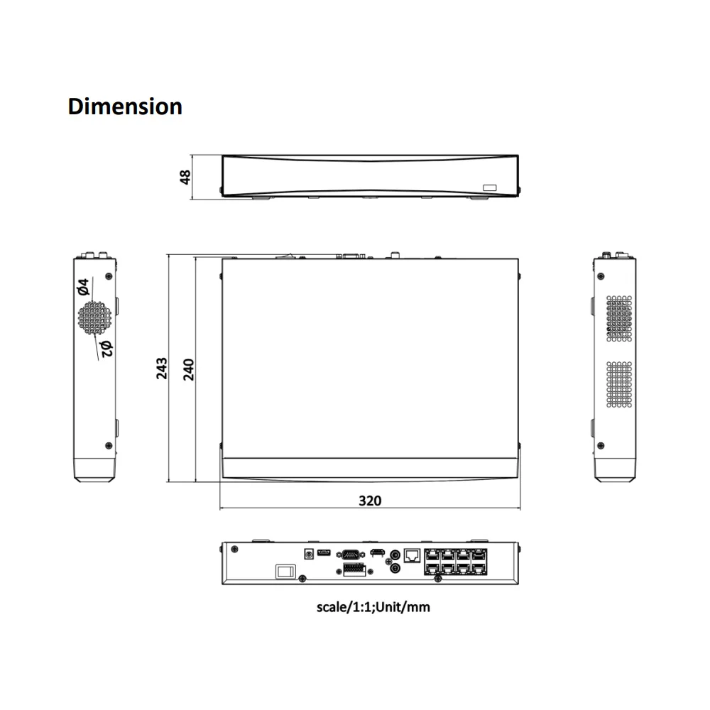 Hikvision NVR 8-ch PoE 1U AcuSense 4K NVR DS-7608NXI-K1/8P 8-ch Camera inputs Network Video Recorder Support Third-party Camera
