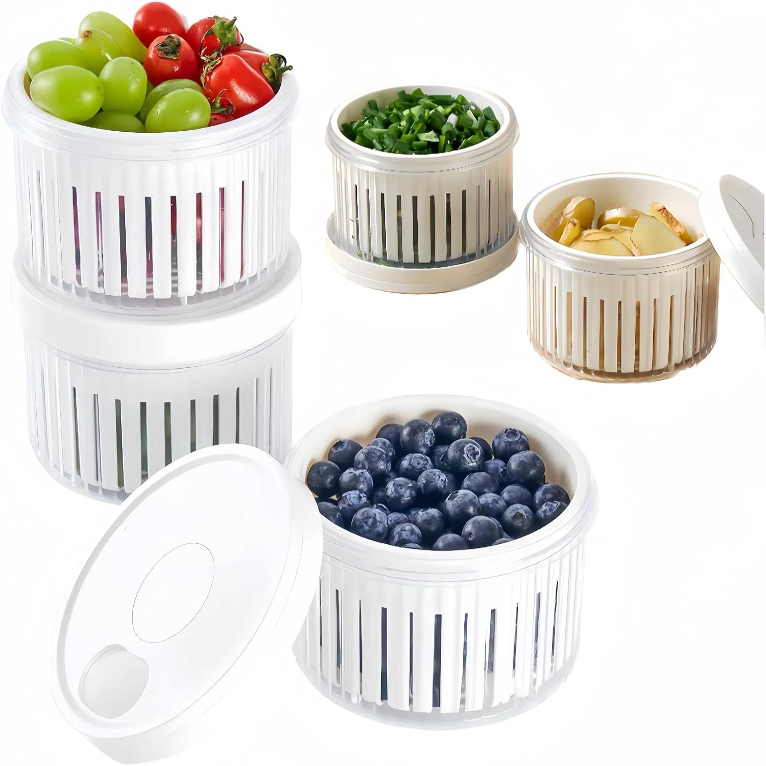 

3Pack Berry Containers For Fridge,Berry basket,Berry Containers with Lid,Berry with Drain Colanders,Scallion Box,Saver Refrig