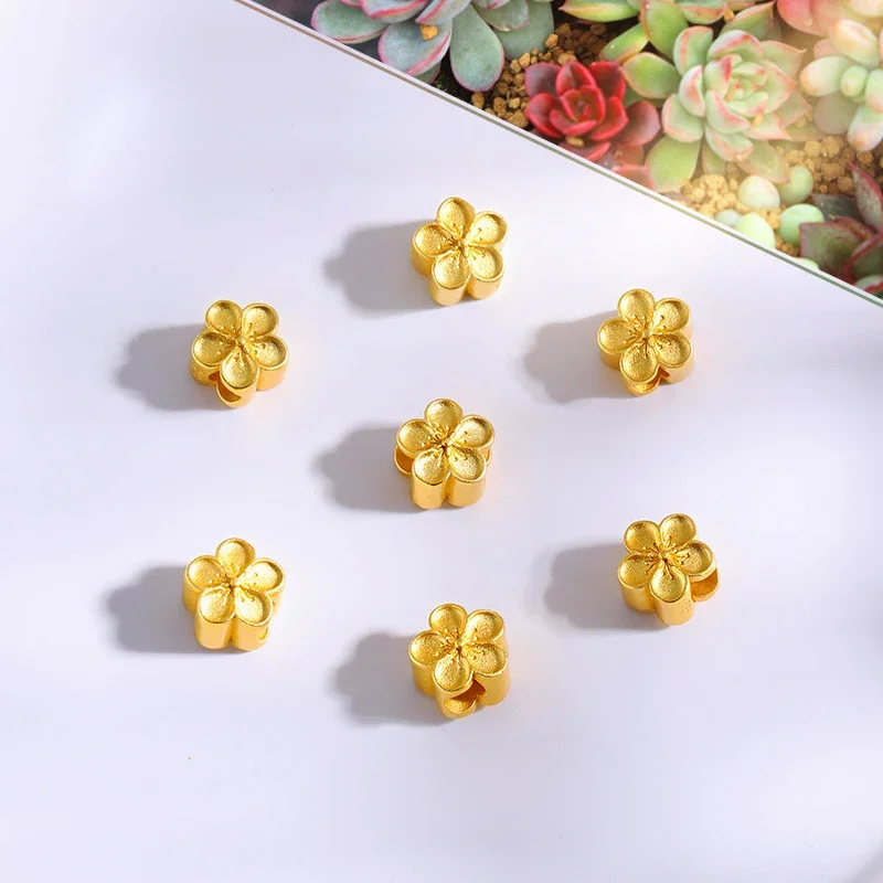 Sand Golden Color Beads DIY Accessories For Bracelets Jewelry Necklace Cute Romantic Peach Plum Blossom Not Easily Fade