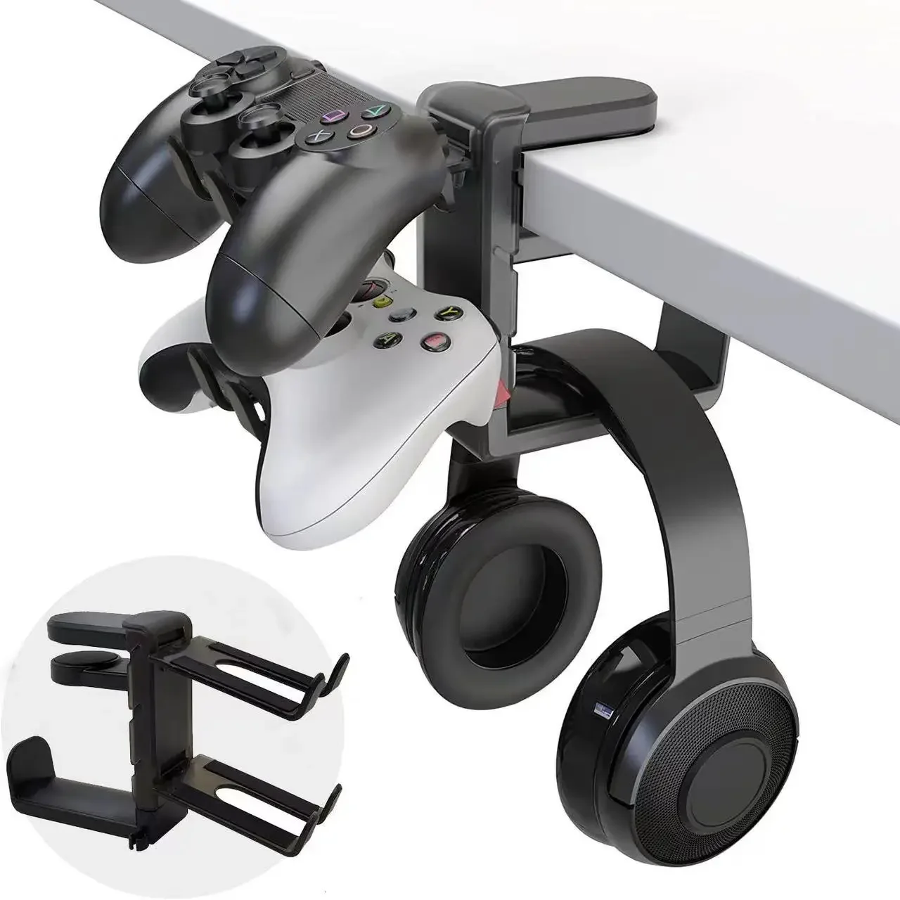 360 Rotating Gaming Controller Holder No Punch Table Clip Hook Headphone Holder Storage Hanging For Bose Sony Airpods Max X-box