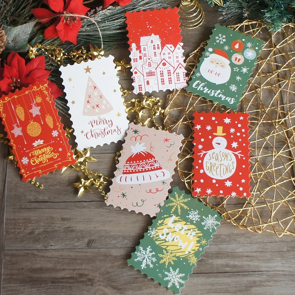 

15pcs Christmas Holiday Stamp Card As Scrapbooking Party Invitation DIY Decoration Gift Card Message Card Postcard