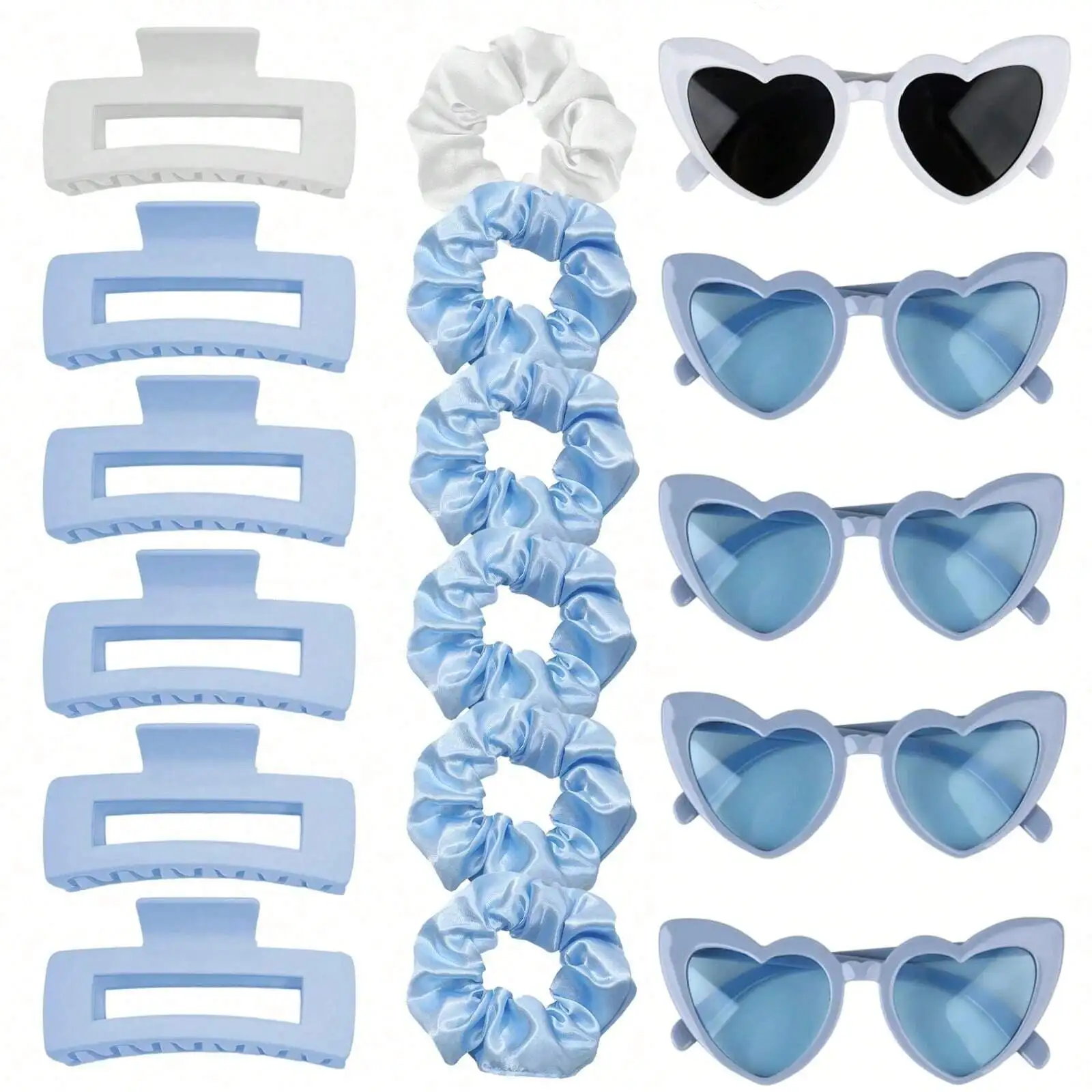 

18pcs Bridal Party Gift Set, Including 6pcs Hair Clips + 6pcs Hair Bands + 6pcs Party Glasses, Bachelorette Party Favors,