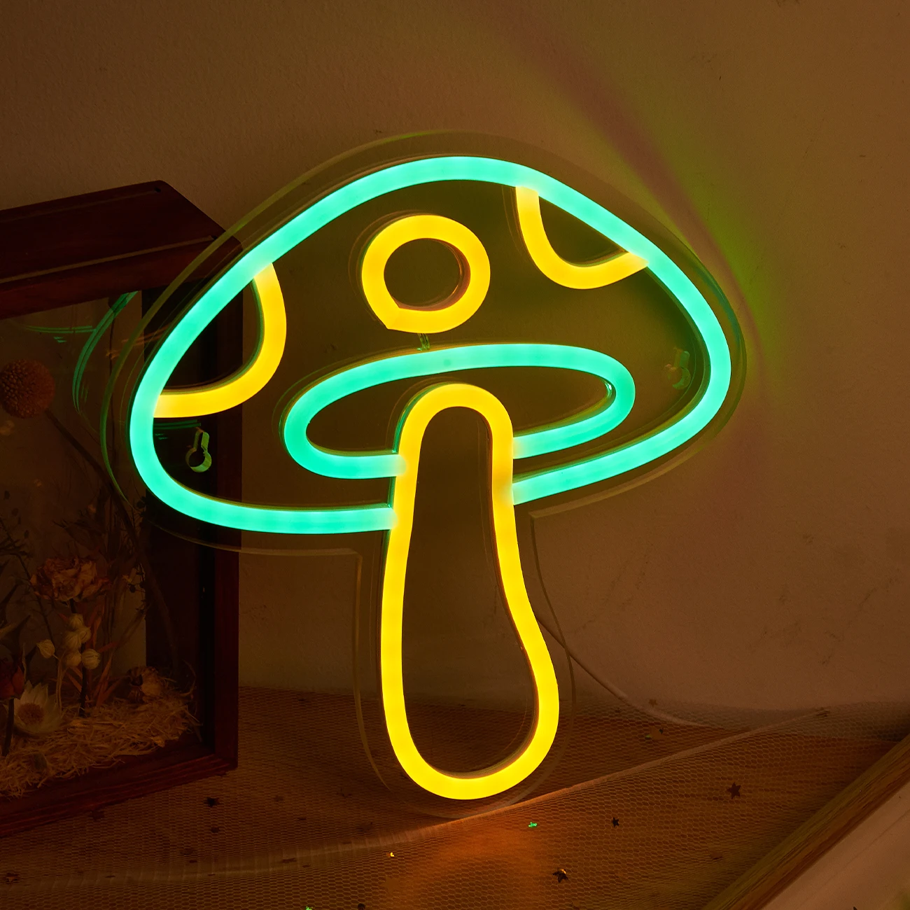 Chi-buy LED Neon Cogumelo USB Alimentado Sinais de Néon Luz Noturna 3D Arte de Parede e Sala de Jogos Quarto Decoração de Festa Lâmpadas Sinais