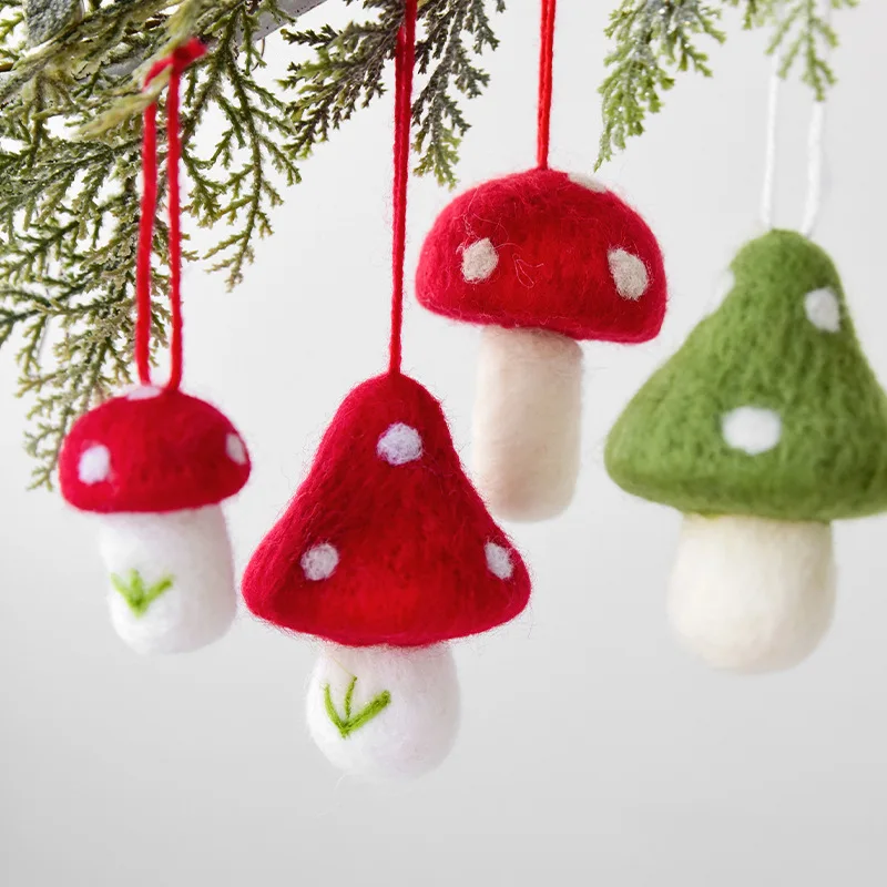 

Christmas Decoration Mini Wool Felt Mushroom Christmas Tree Small Pendant Christmas Tree Hanging Decoration Christmas Decoration