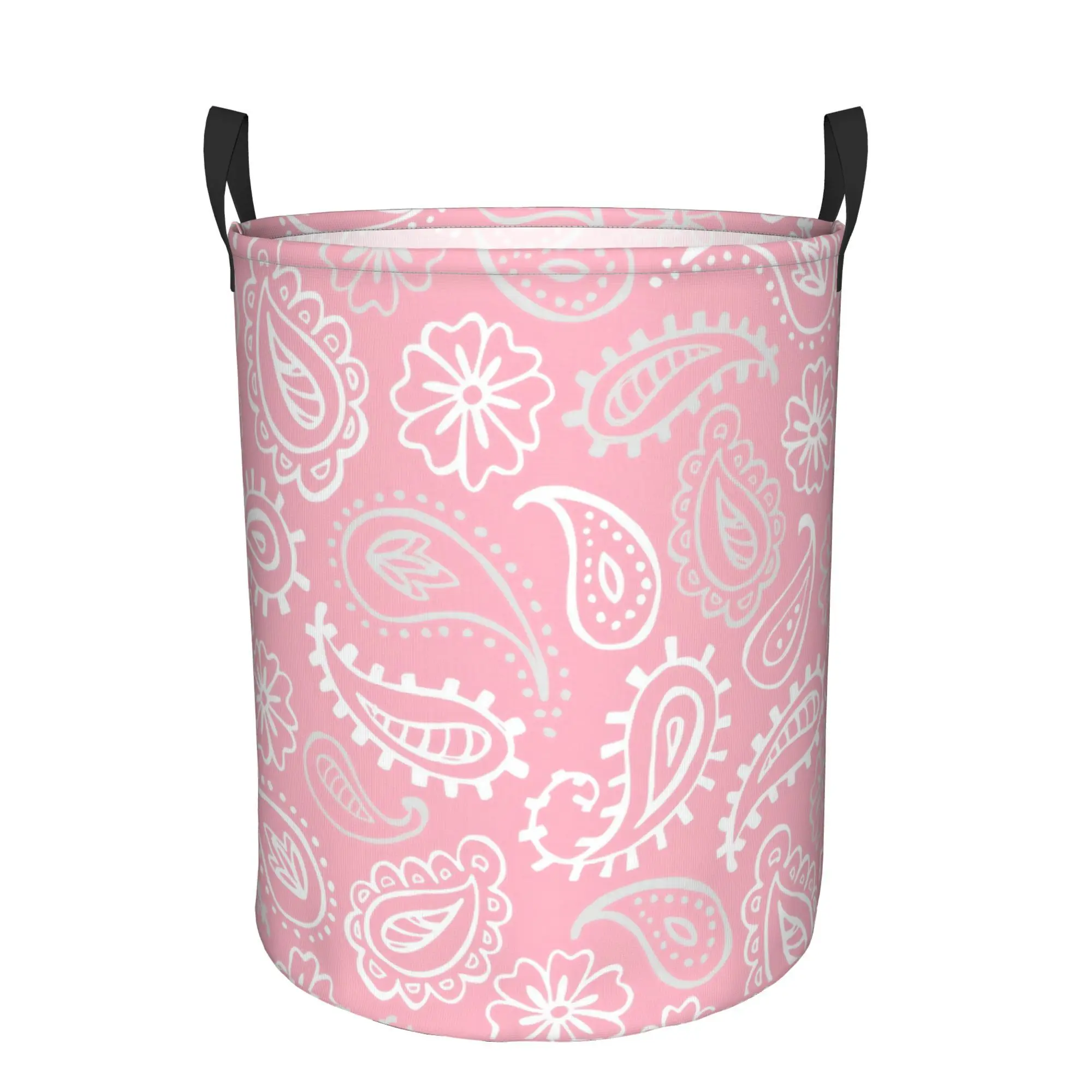 2D Flat Printing PINK BANDANA PRINT Decorative Laundry Basket Suitable for Bedrooms Closets Or Laundry Rooms