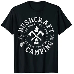 キャンプブッシュクラフトサバイバルTシャツ。メンズ半袖ラウンドネックTシャツ,コットン100%,カジュアルスタイル